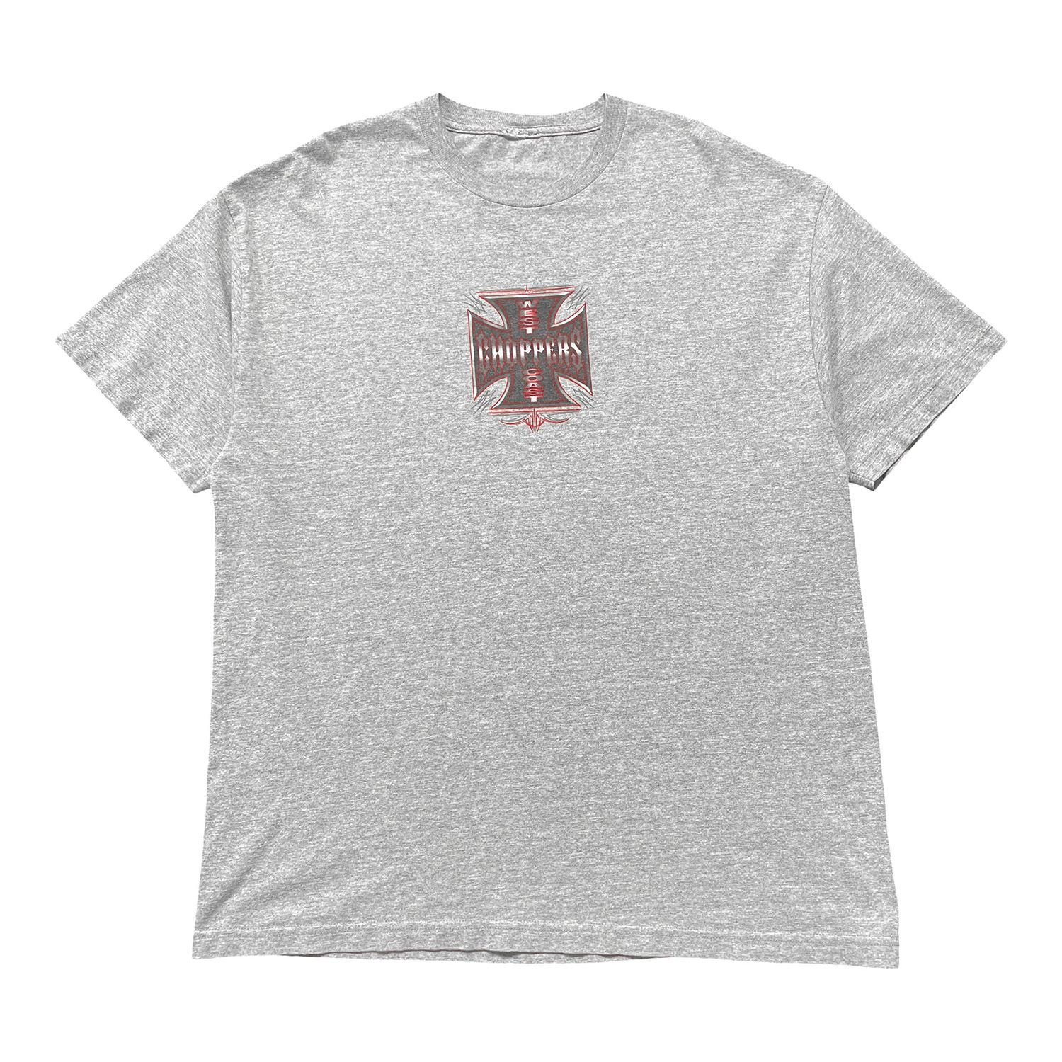 USA 古着 00S WEST COAST CHOPPERS ウエストコーストチョッパーズ クロス ロゴ Tシャツ プリント メンズXL 相当 グレー BA5646