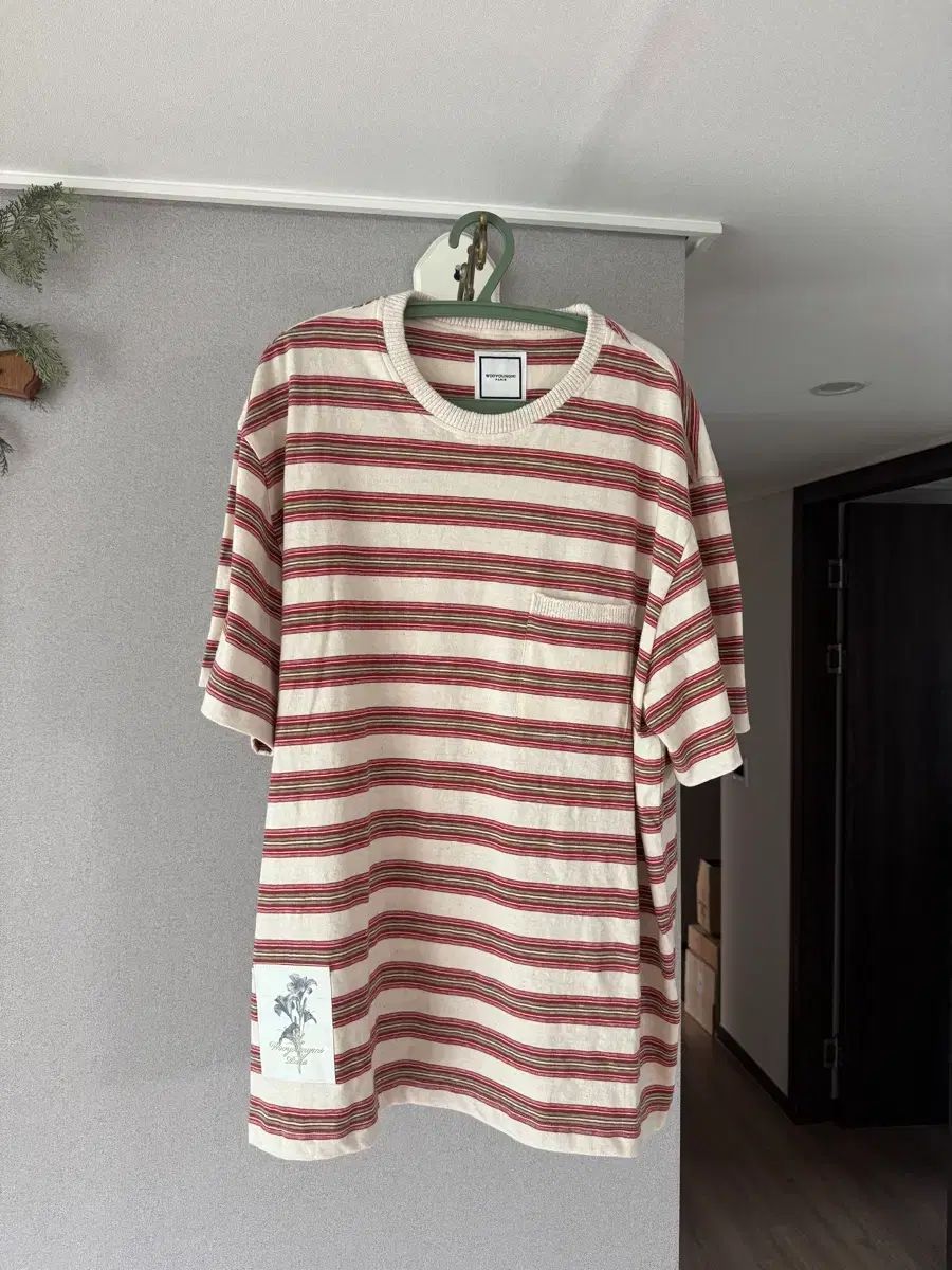 WOOYOUNGMI ウーヨンミ 26ss レッド ストライプ リネン 半袖Tシャツ 50サイズ 出品