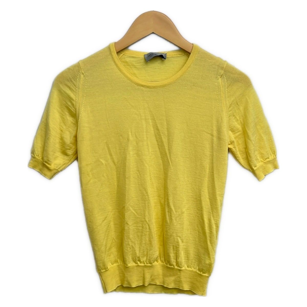 JOHN SMEDLEY(ジョンスメドレー) 半袖セーター サイズS レディース美品 - イエロー クルーネック