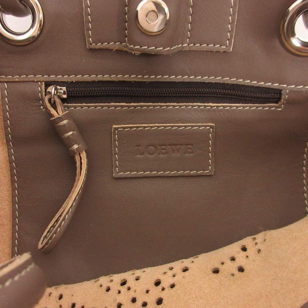 ロエベ LOEWE アナグラム トートバッグ 肩掛け パンチング レザー