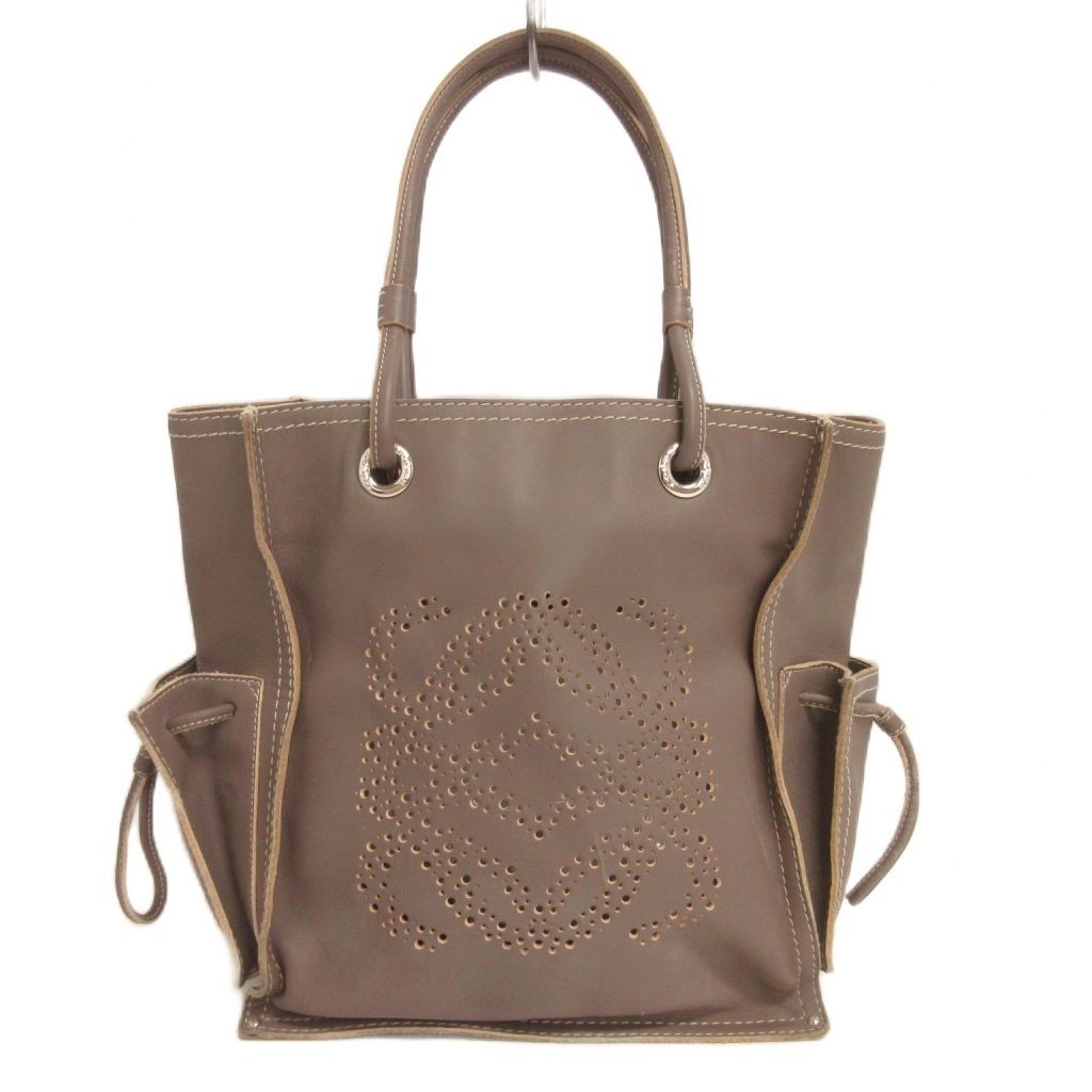 ロエベ LOEWE アナグラム トートバッグ 肩掛け パンチング レザー