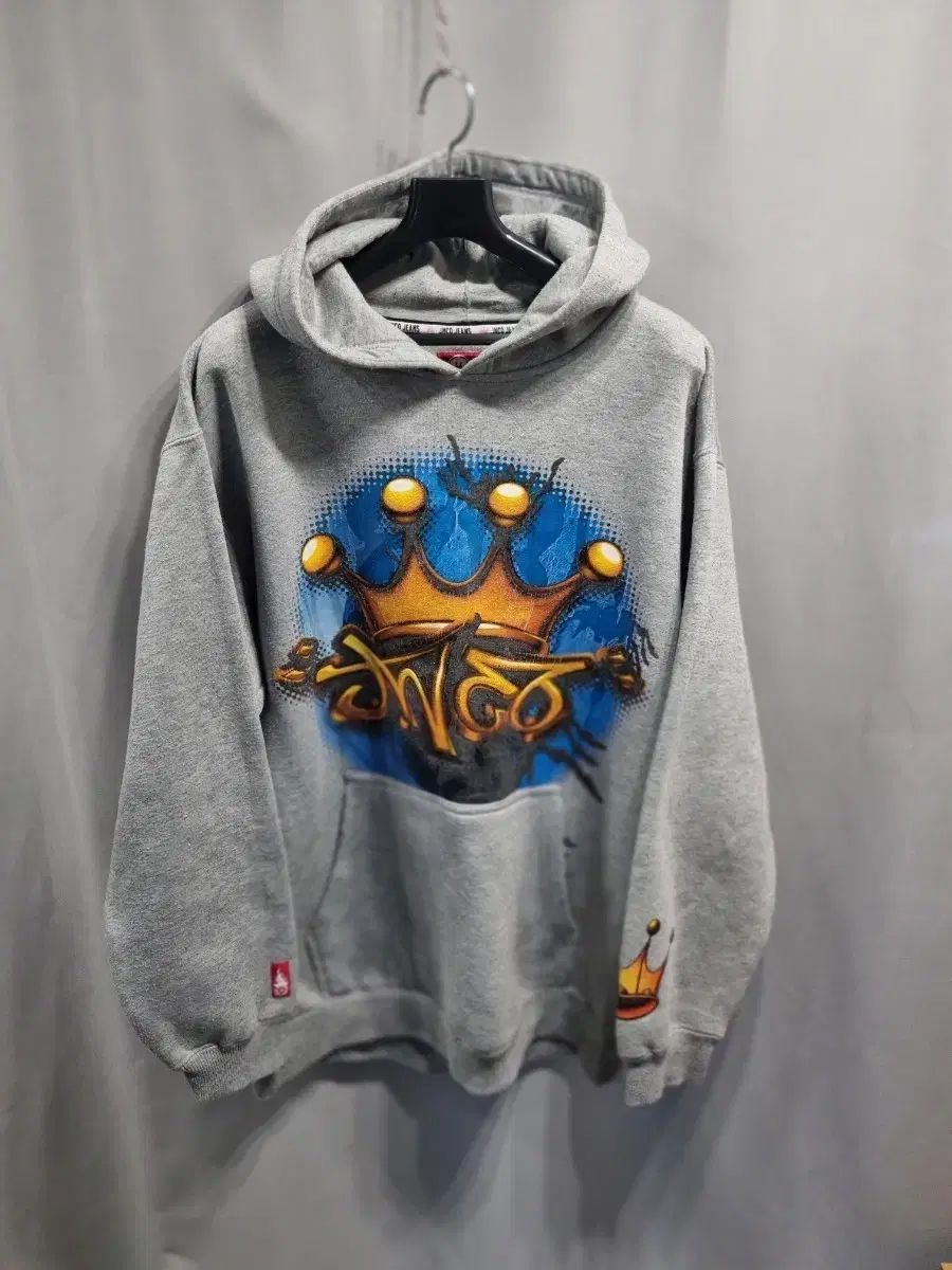 DNGR Jeans クラウン プリンティング フード Tシャツ グレー XL