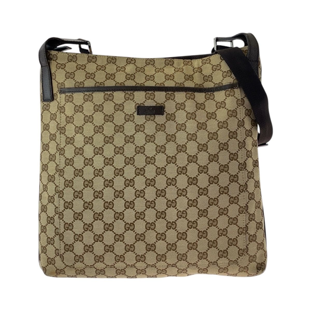 美品 GUCCI グッチ ベージュ ブラウン GGキャンバス/レザー 122791 