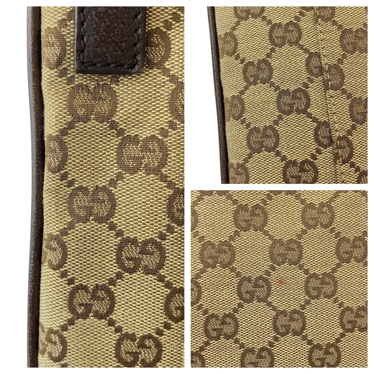 美品 GUCCI グッチ ベージュ ブラウン GGキャンバス/レザー 122791 