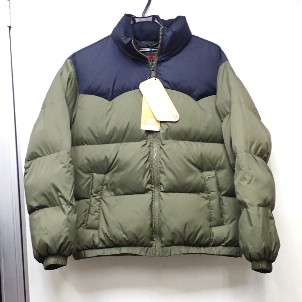 Ft1351191 リーバイス ダウンジャケット カーキ/ネイビー XS メンズ Levi's 美品・中古