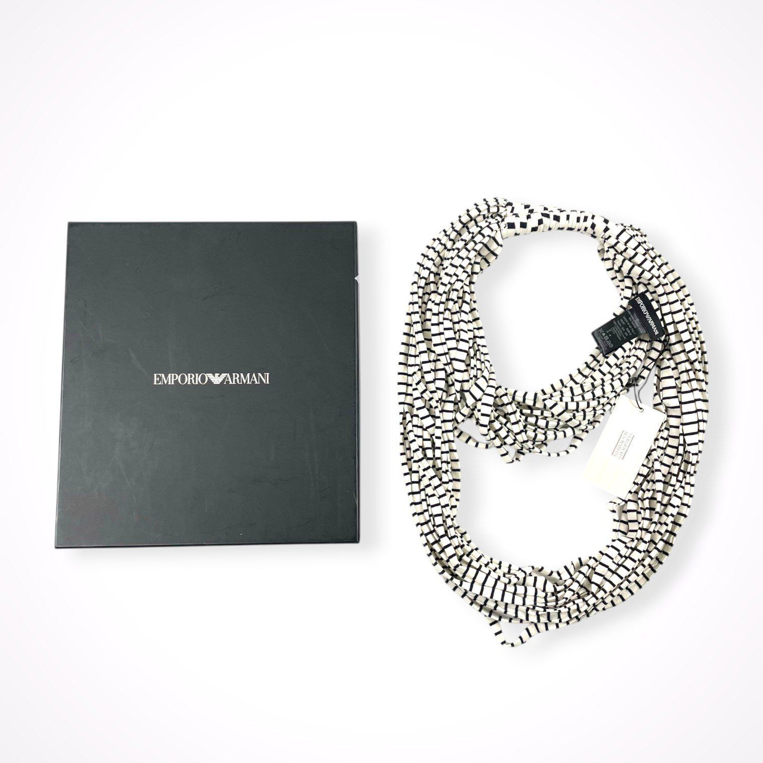 EMPORIO ARMANI / ボーダーテキスタイルネックレス 未使用品 箱付