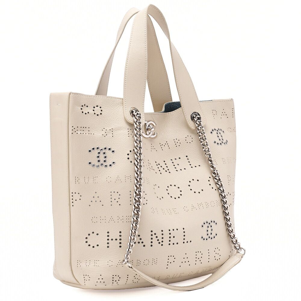 CHANEL シャネル パンチングココマーク 2wayチェーントートバック