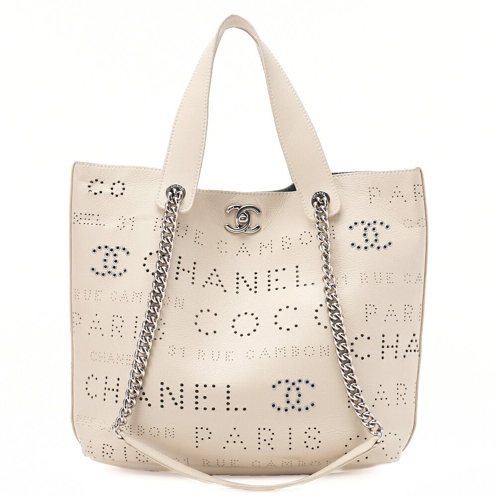 CHANEL シャネル パンチングココマーク 2wayチェーントートバック