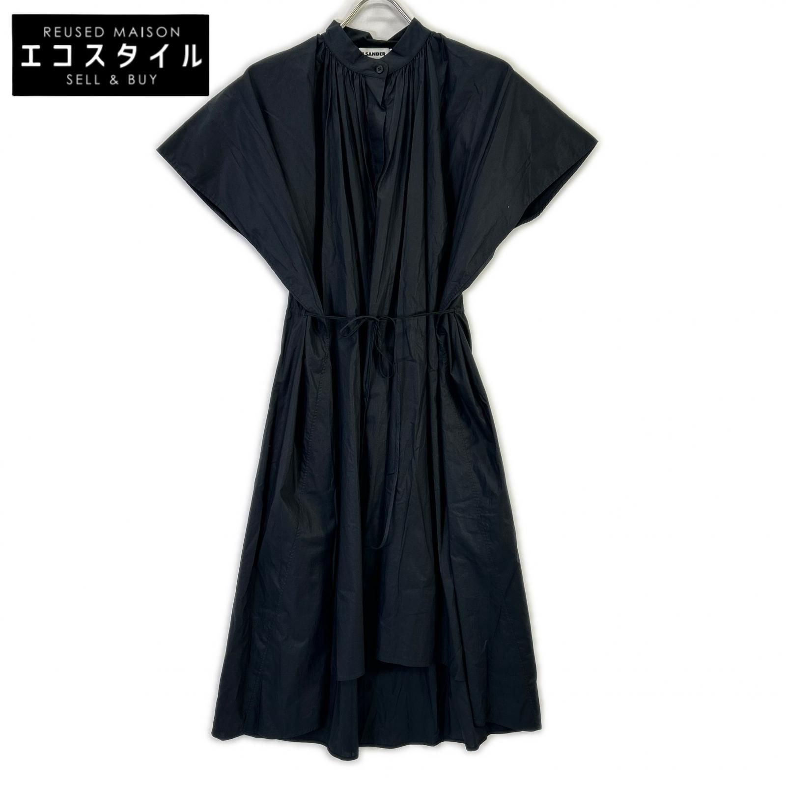 JIL SANDER　ジルサンダー　ネイビー 半袖 シャツワンピース　32