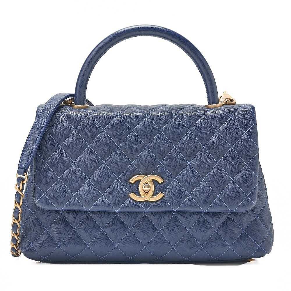 CHANEL　シャネル　ショルダーバッグ　マトラッセ　ココハンドル 　2WAY　ハンドバッグ　ネイビー　ゴールド金具　 レディースバッグ　ブランド【中古】【送料無料】