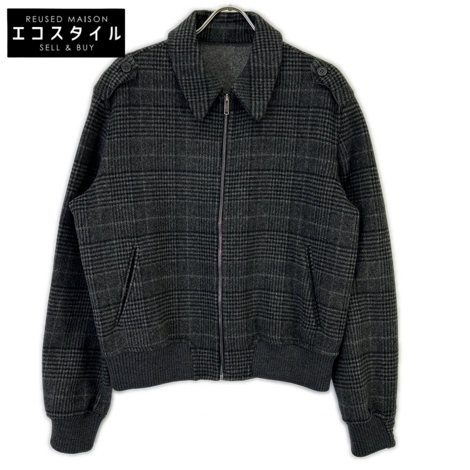 Z Zegna　ジーゼニア　グレー グレンチェック柄 カシミヤ混 ジップアップ ブルゾン　52
