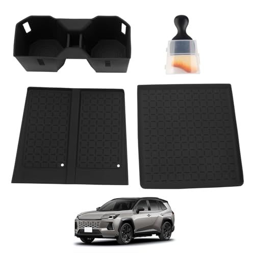 【3-in-1】Mozan トヨタ 新型RAV4 60系 に適合 コンソールトレイマット+ワイヤレス充電マット+ドリンクホルダーカバー ラブフォー XA60系 2025年12月 センターコンソール ラバートレイ おくだけ充電 コンソールトレイ 555635ec