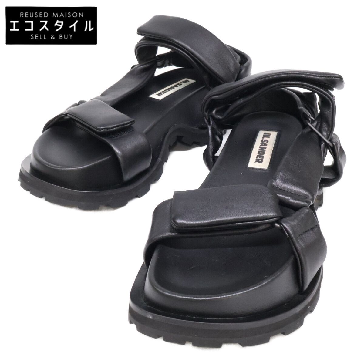 JIL SANDER ジルサンダー レザー プラットフォーム サンダル 35