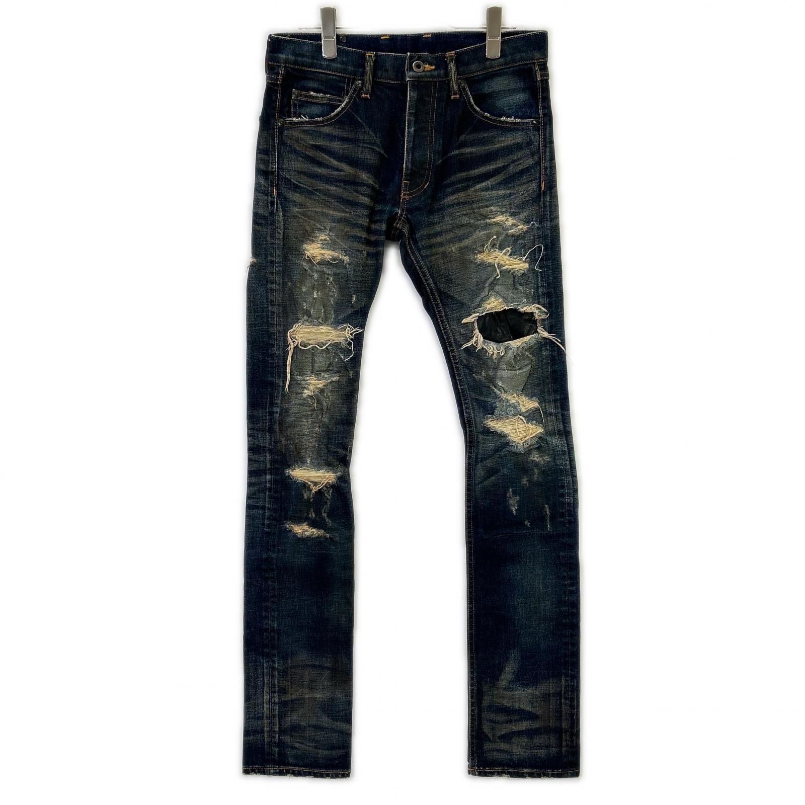 BACKLASH バックラッシュ　デニムレザーサルエルクラッシュ定価50600円 BACKLASH バックラッシュ 1483-01C ステアレザークラッシュストレート