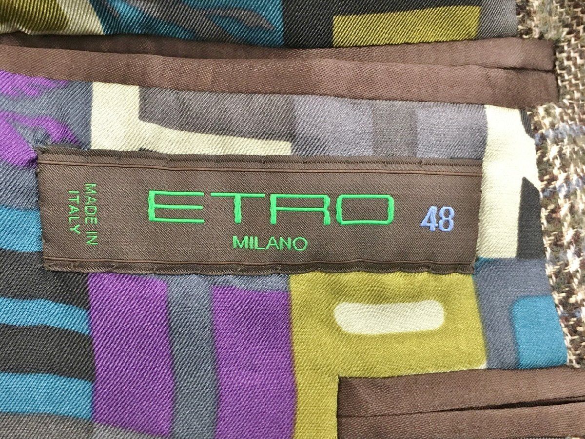 エトロ Etro センターベント テーラードジャケット 48 ツイードグレン