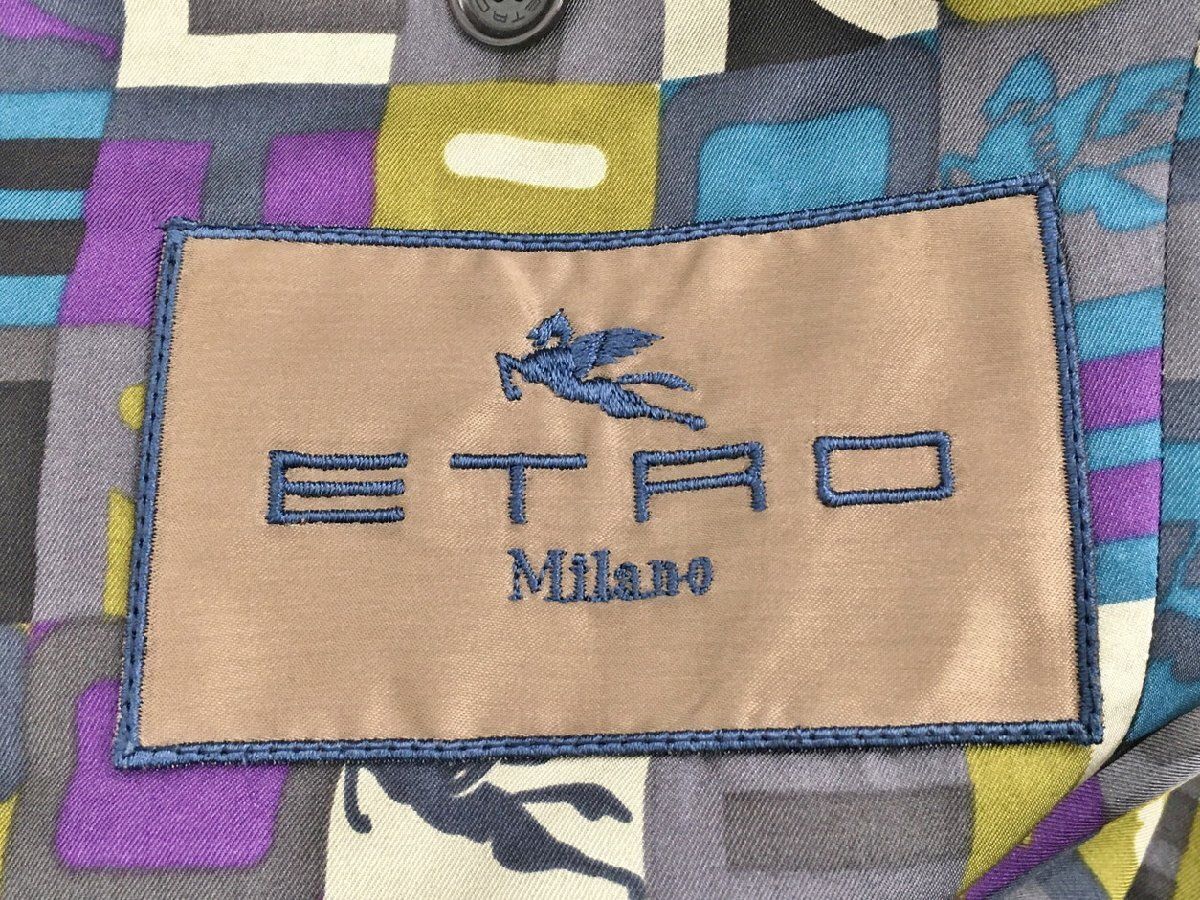 エトロ Etro センターベント テーラードジャケット 48 ツイードグレン
