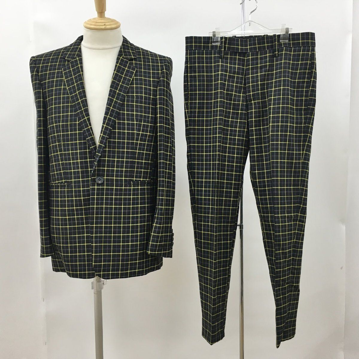ポールスミス Paul Smith スーツ M チェック柄 イエロー×ブラック系