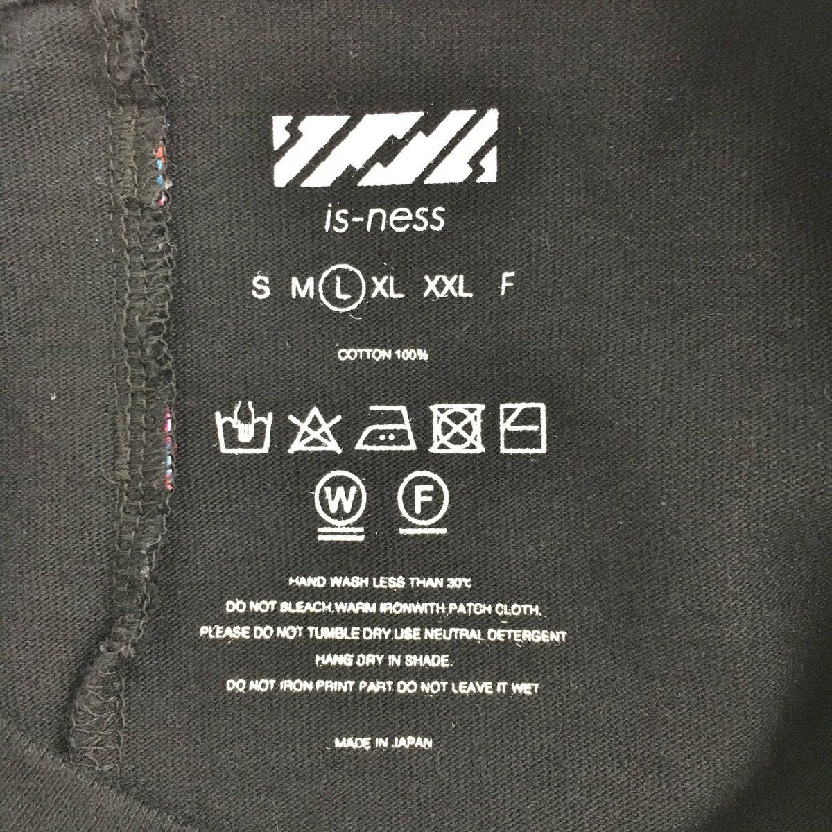 イズネス is-ness Tシャツ L ブラック 日本製コットン クルーネック 