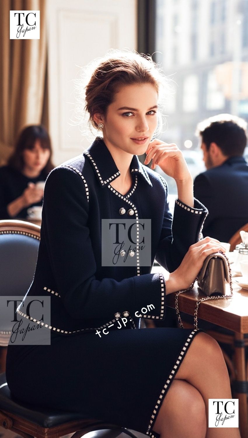 シャネル ヴィンテージ スーツ CHANEL ネイビー アイボリー カメリア ボタン ジャケット スカート カール・ラガーフェルド 貴重 超美品 38
