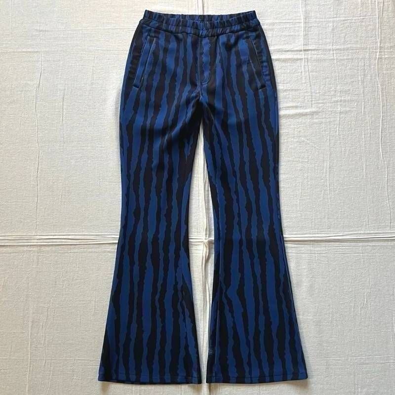 希少　完売品　archive　X-girl × F.C.Real Bristol　エックスガール　エフシーレアルブリストル　コラボレーション　Easy Flare Pants　イージーフレアパンツ　ブーツカット　オリジナルストライプ　総柄　ロゴタグ　ブルー　M