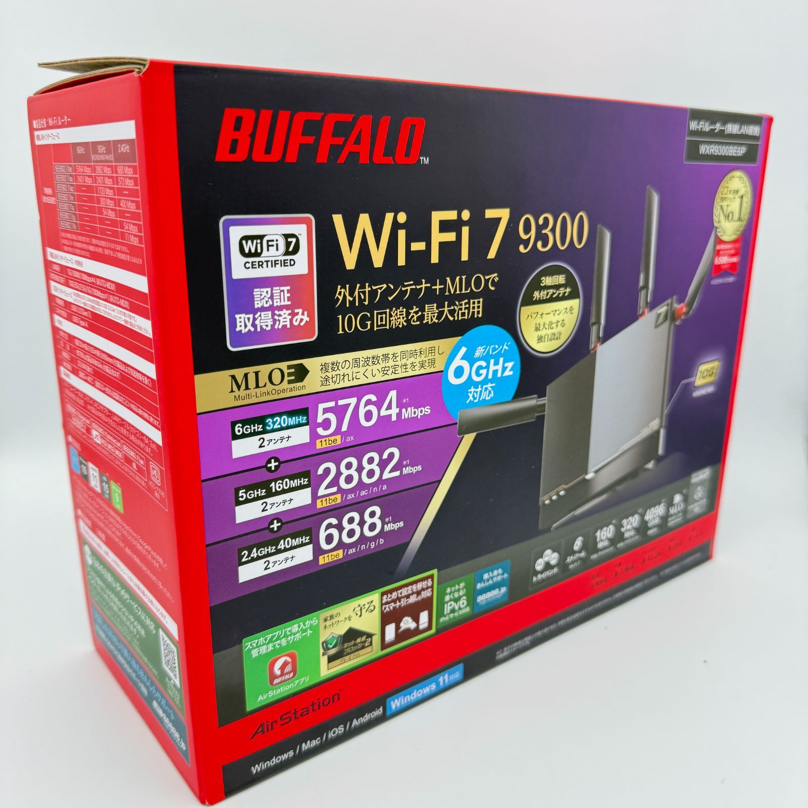 開封済未使用品】BUFFALO バッファロー WXR9300BE6P Wi-Fi 7 10Gbps