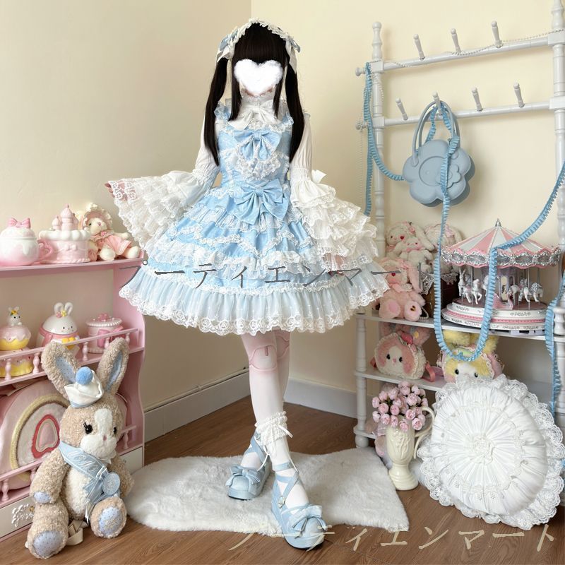 人気商品 新品未使用 【華麗花嫁】オリジナルデザイン Lolita洋装 華やかなフリルJSKドレス＆内搭シャツ＆ケープ 各色展開 S～Lサイズ 11,396円