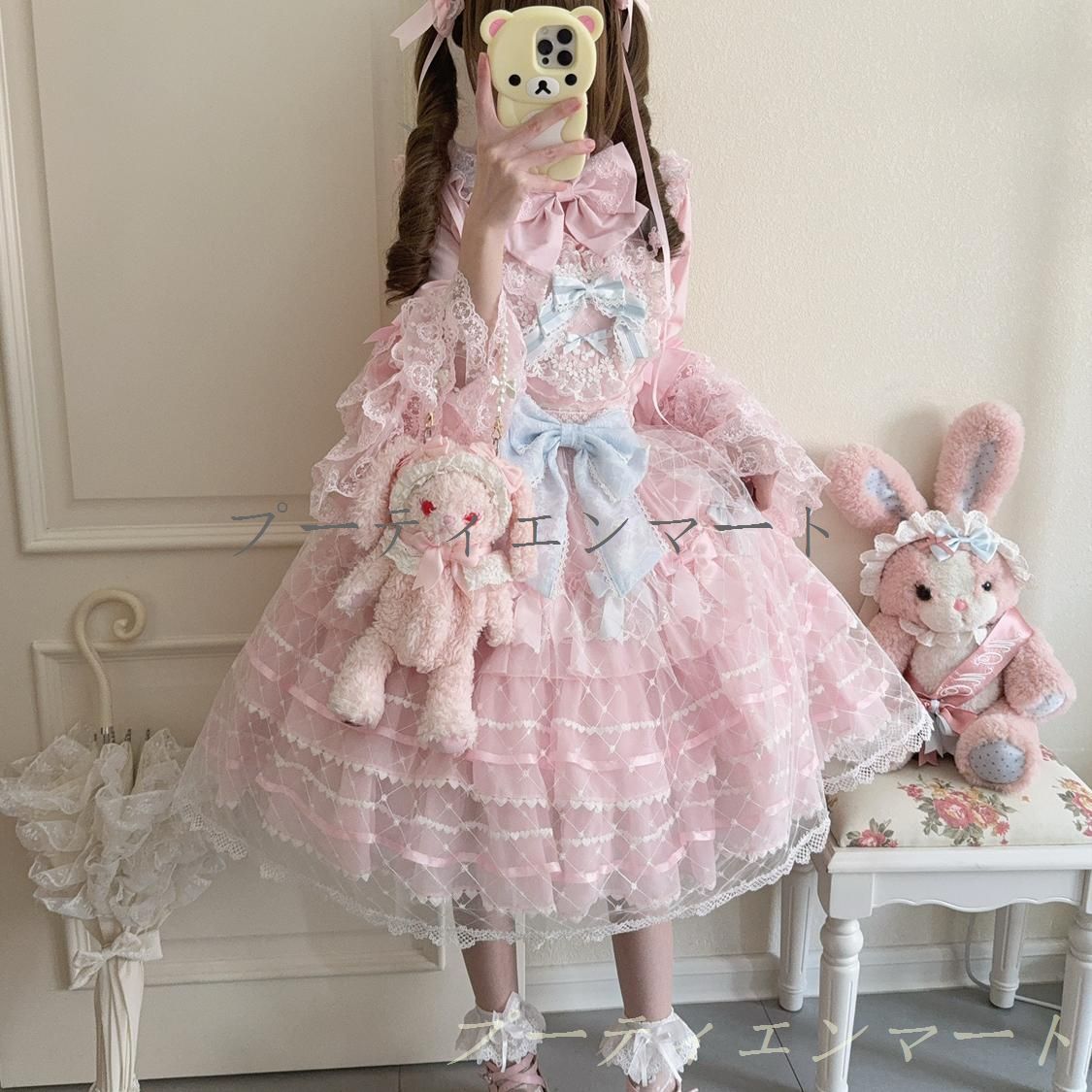 人気商品 新品未使用 オリジナルデザイン ロリータワンピース 豪華フリルドレス 甘ロリ 優雅なプリンセス風 撮影会 イベント用 コスプレ衣装