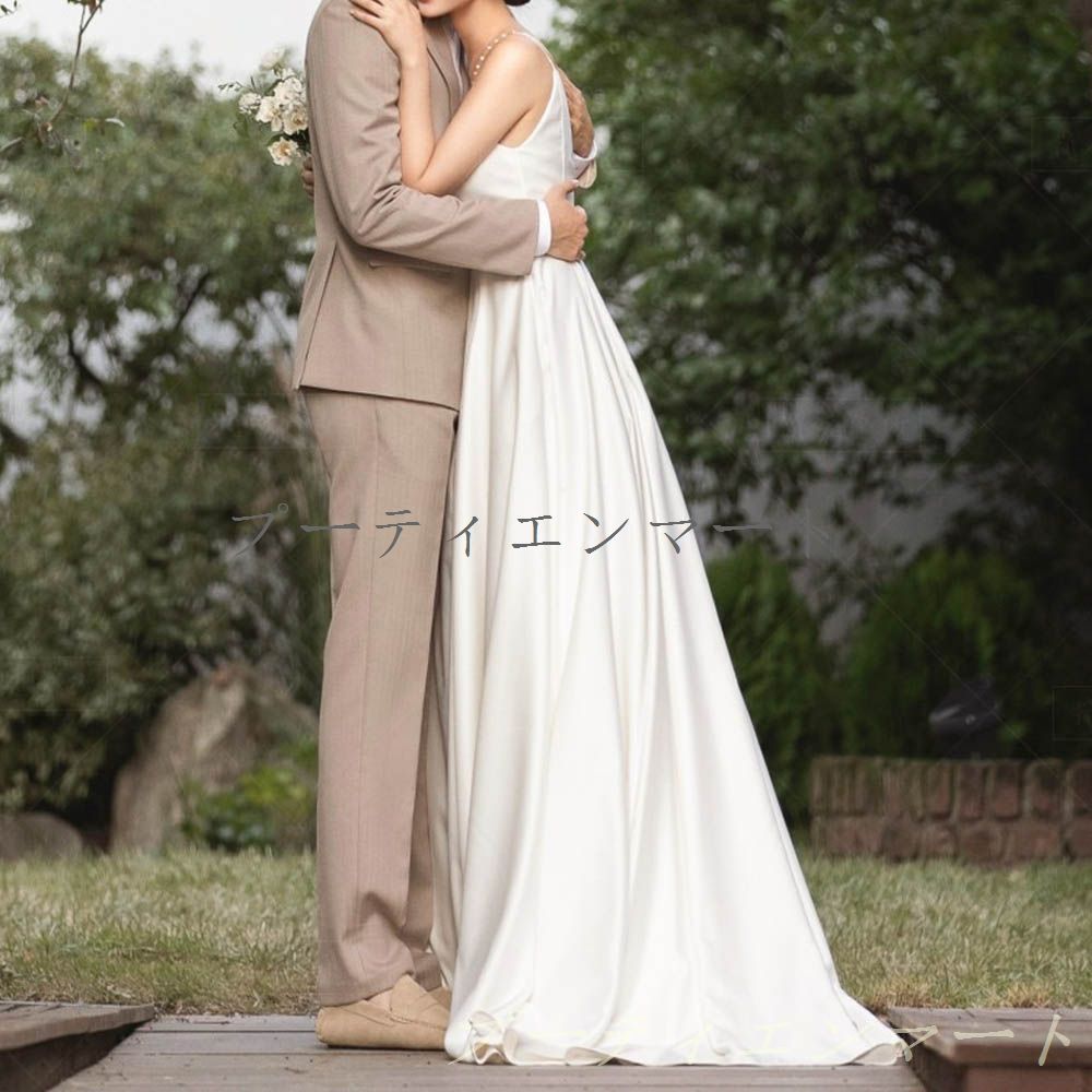人気商品 二次会 花嫁 白 ワンピース ウエディングドレスマキシ丈 結婚 