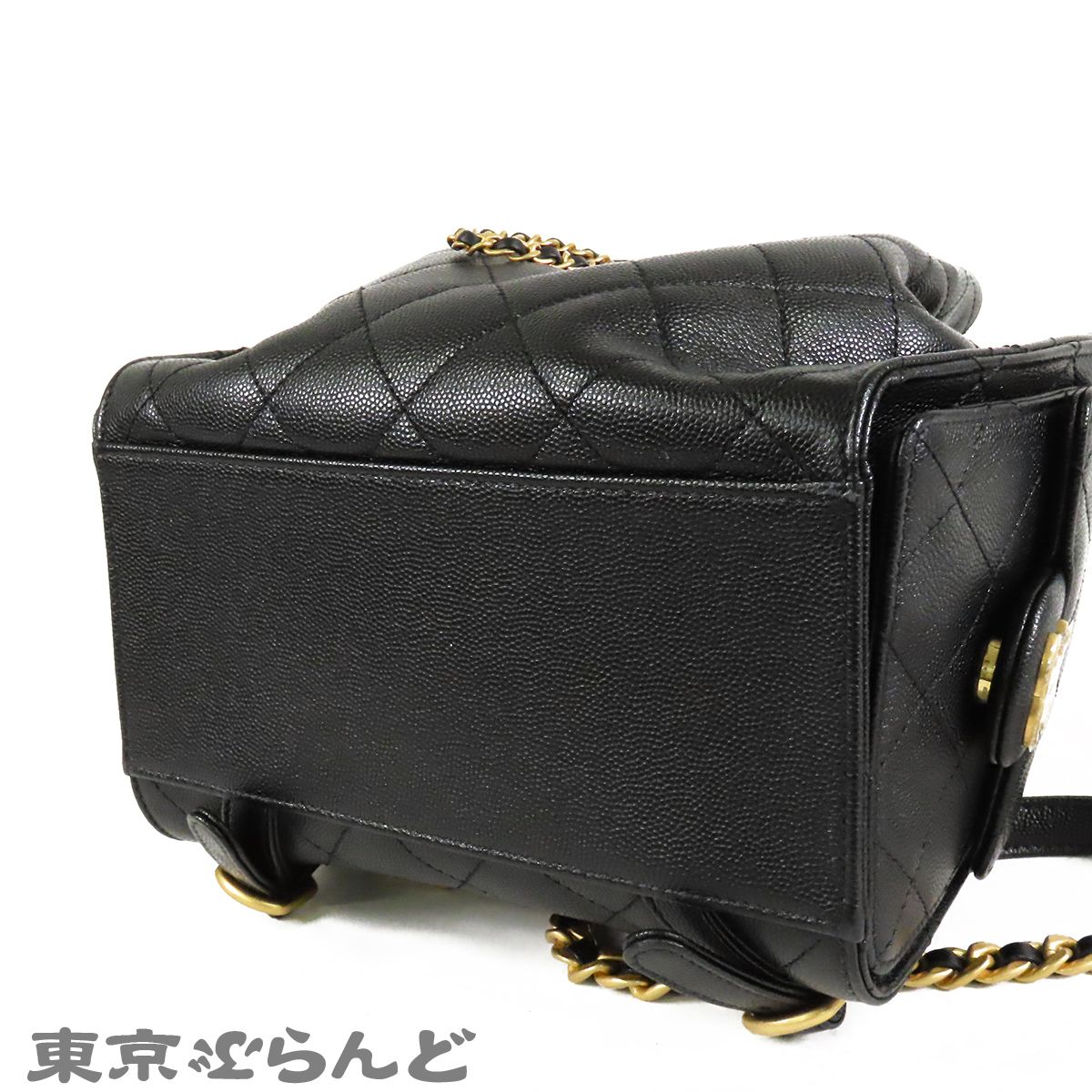 シャネル CHANEL 25 ブラック 黒 ゴールド金具 キャビアスキン ココ