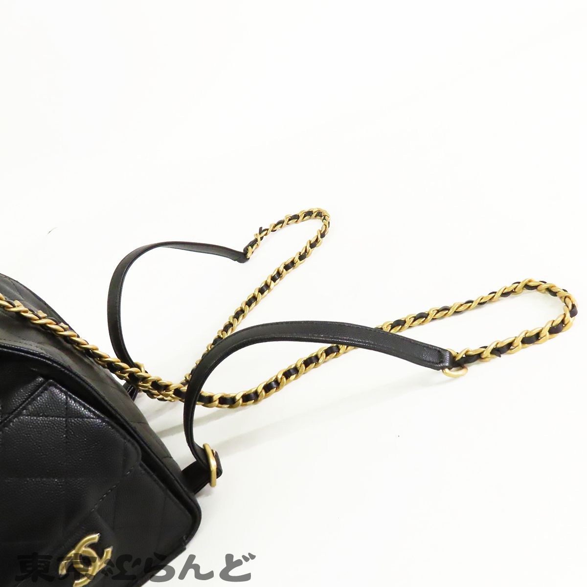 シャネル CHANEL 25 ブラック 黒 ゴールド金具 キャビアスキン ココ