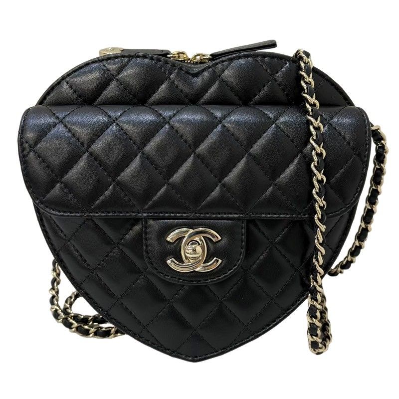 CHANEL シャネル マトラッセ ハートシェイプ バッグ AS5764 ブラック ラムスキン ショルダーバッグ レディース 【未使用品】 22605K164