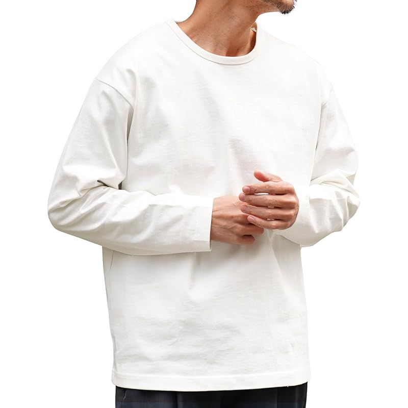 【新品】 [JIGGYS SHOP] ジギーズショップ ヘビーオンスロンT｜L オフホワイト クルーネック 長袖 ボーダー 無地 カットソー ヘビーウェイト 厚め 丈夫 ヨレない 首広め トップス 大人 カジュアル きれいめ 黒 白 チャコール 春服 秋服 シ 4,465円