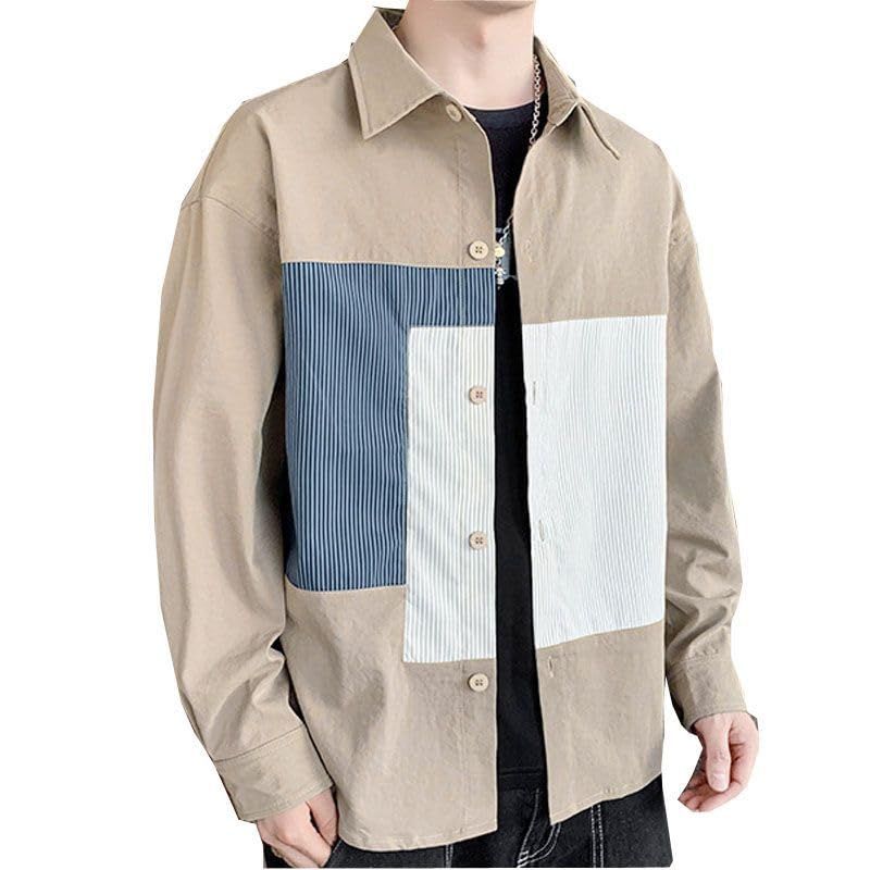 【新品】 [FJLTDCP] メンズ シャツ 夏服 半袖 大きいサイズ ボタン スナッ涼しい 半袖 大きいサイズ無地 無地 おしゃれ 大きいサイズカジュアル シンプル オシャレ シャツ 通気性 吸汗速乾汗染み防 khaki-L