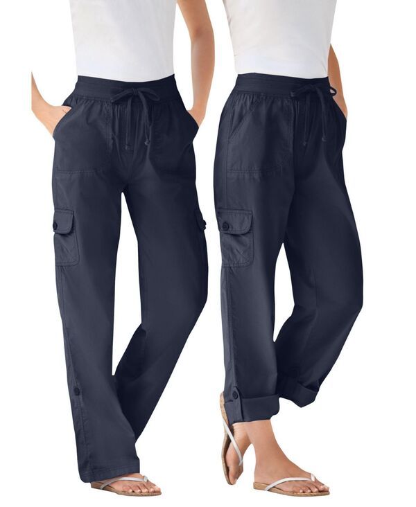 ウーマン ウィズイン レディース ボトムス カジュアルパンツ カーゴパンツ キャップ Woman Within Womens Within Convertible Length Cargo PantCapri Navy ネイビー