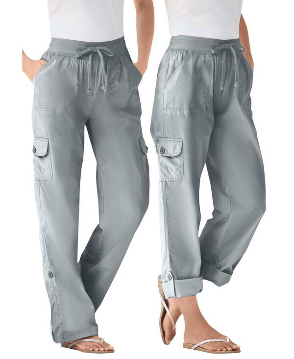 ウーマン ウィズイン レディース ボトムス カジュアルパンツ カーゴパンツ キャップ Woman Within Womens Within Convertible Length Cargo PantCapri Gunmetal ガンメタル