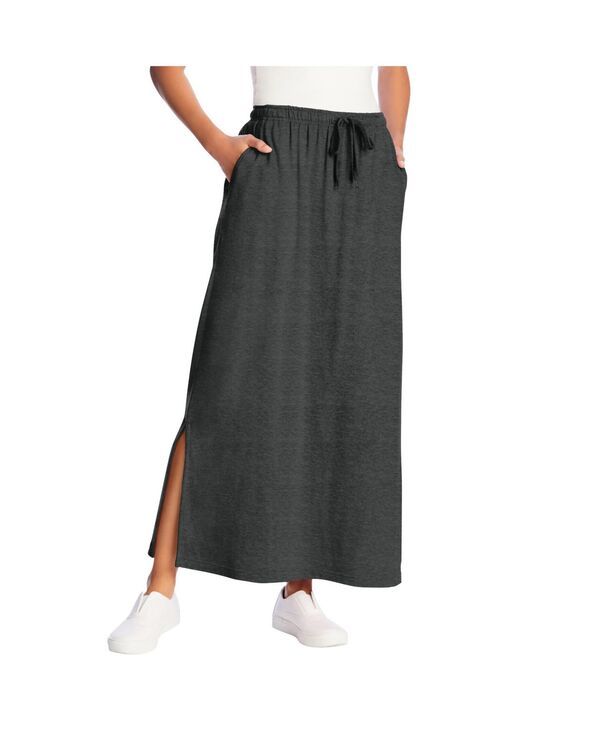 ウーマン ウィズイン レディース ボトムス スカート ニット Woman Within Womens Within Sport Knit SideSlit Skirt Heather charcoal チャコール 9,865円