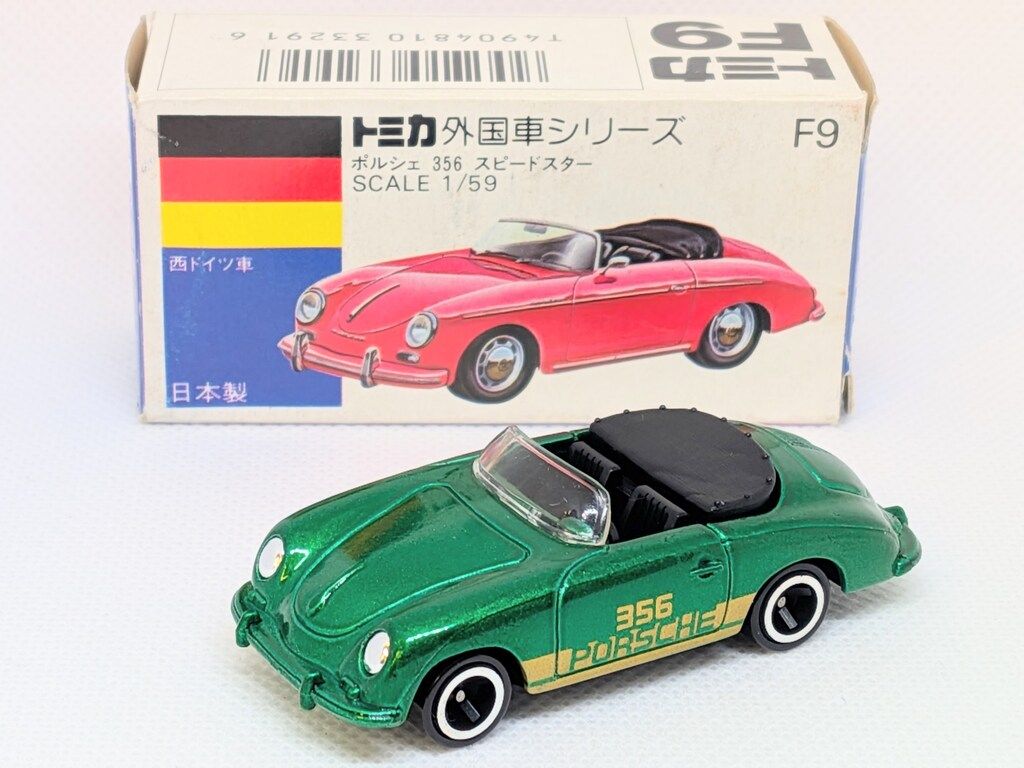 TOMY 丸栄特注 トミカ ポルシェ356スピードスター/緑メタ/金タンポ/ワイド F9-3-6