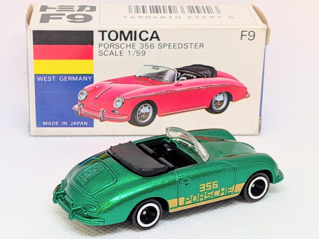 トミカ 丸栄 No.F9-3-6 ポルシェ 356 スピードスター 緑メタ 日本製 青