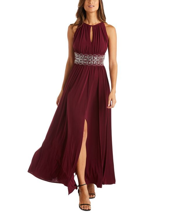 アールアンドエムリチャーズ レディース トップス ワンピース R M Richards Beaded Gown 4P18 Merlot