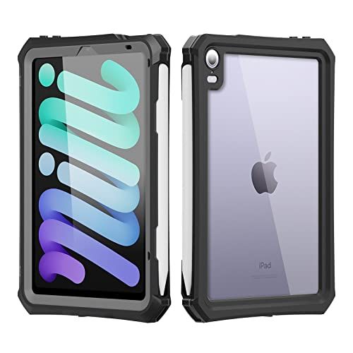 iPad mini (A17 Pro) iPad mini 第6世代 防水ケース 8.3インチ DINGXIN IP68防水規格 防雪 防塵 指紋認証対応 耐衝撃 360°全方向保護 アイパッド ミニ 第7世代 防水カバー 充電対応 スタンド 9ec8b8e6