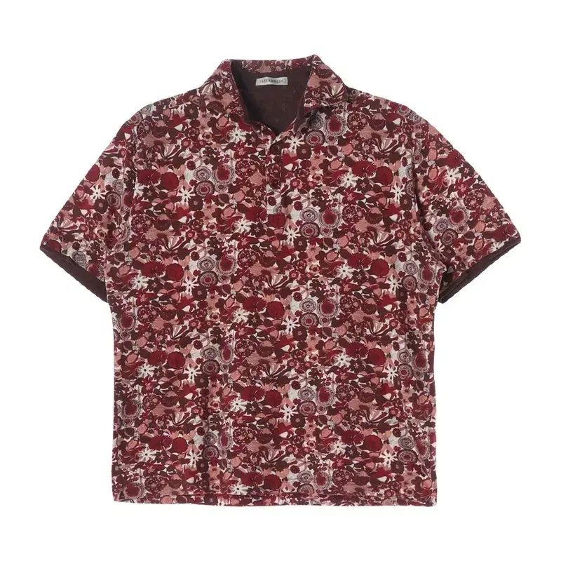 インターメッツォ (MEN - L) コットン パータン カラーネック 半袖 Tシャツ