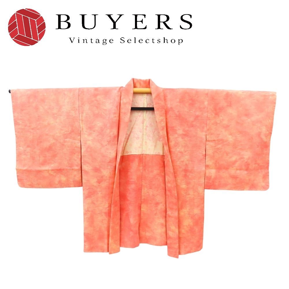 【中古】 羽織 しつけ糸あり 正絹 サーモンピンク系 グラデーション 暈し お洒落 和装 呉服 和服 きもの レディース 女性