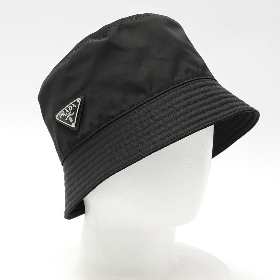 プラダ / PRADA　Re-Nylon トライアングル ロゴ バケットハット　2HC137　ナイロン　ブラック　# XL 【中古】