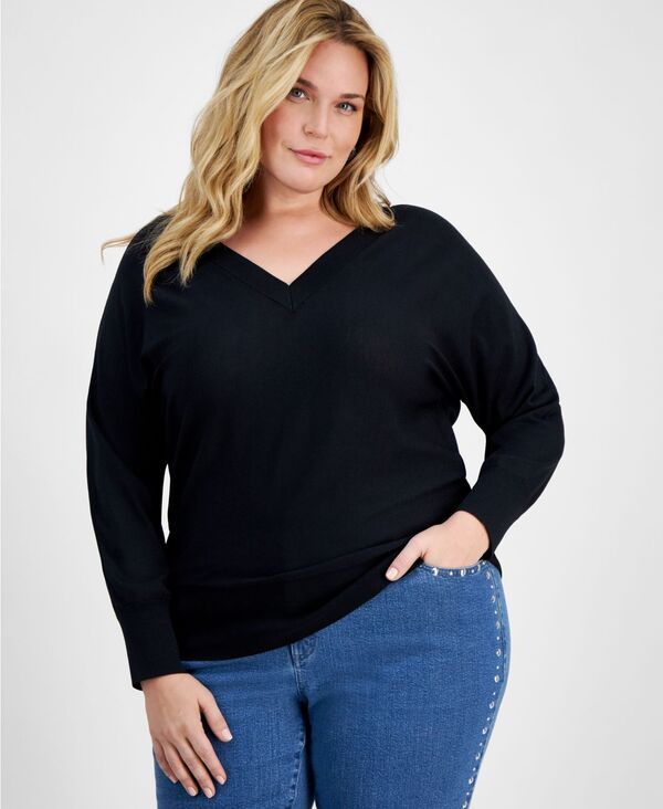 アイエヌシー インターナショナル コンセプト レディース アウター ニット・セーター Vネック セーター INC International Concepts Womens VNeck Sweater PXS3X Deep Black ブラック 9,105円