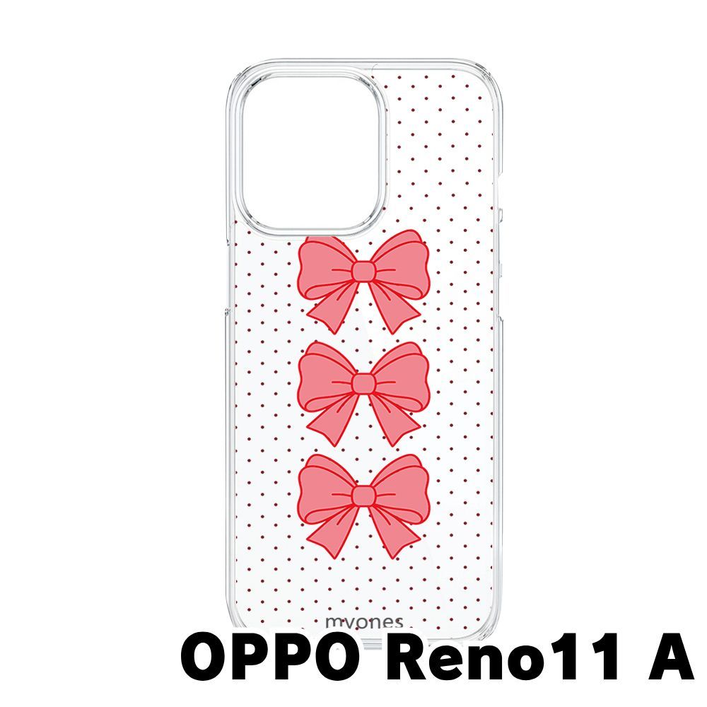 新品未使用】OPPO Reno11A クリア ハードケース (リボン×ドット柄
