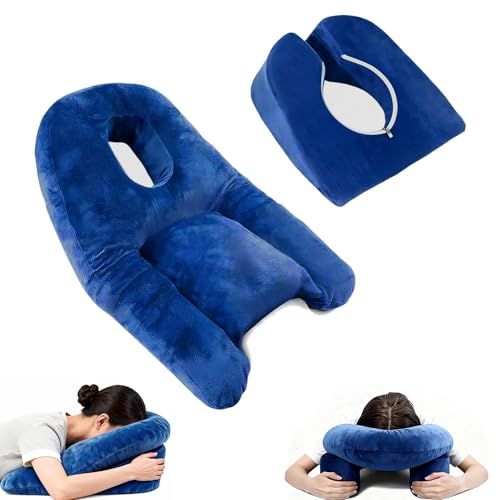 うつぶせ寝 枕 フェイスダウン枕 硝子体切除術 網膜手術用のうつ伏せ枕 眼球非加圧 通気性 人体工学設計 調整可能 膜剥離回復 眼科術後 伏せ枕 睡眠用 家庭用 病院用（ブルー）mi a3bef39b