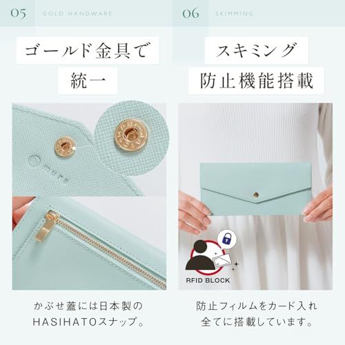 [ムラ] 薄っ。軽っ。かぶせ蓋付き極薄長財布 サフィアーノレザー レディース 本革 薄型財布 スキミング防止機能付き 薄い 軽量mi 8f574e07