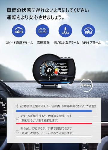 車ヘッドアップディスプレイ、スピードメーター、タコメーター、GPS+OBD2モード マルチメーター、障害診断、警告機能付き（日本語版）(沖縄・離島の方発送不可）) 1a1e0918