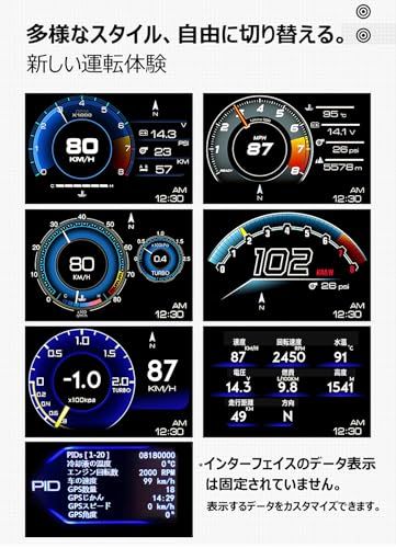 車ヘッドアップディスプレイ、スピードメーター、タコメーター、GPS+OBD2モード マルチメーター、障害診断、警告機能付き（日本語版）(沖縄・離島の方発送不可）) 1a1e0918
