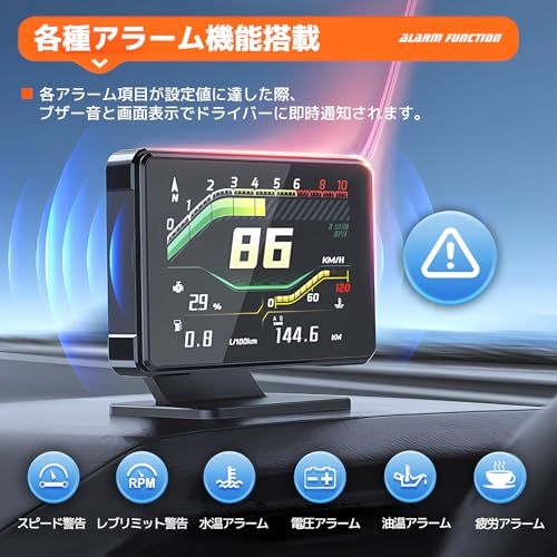 OBD2メーター マルチメーター タコメーター 水温計 電圧計 ブースト計 故障診断 超速警告 疲労運転警告 高視認性ディスプレイ 衛星信号対応 日本語対応(沖縄・離島の方発送不可）) f6e9e971